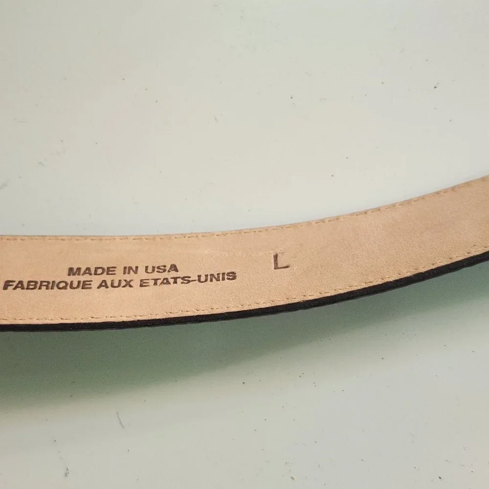 Talbots Vintage Genuine Leather Croc Embossed Western Belt Size L